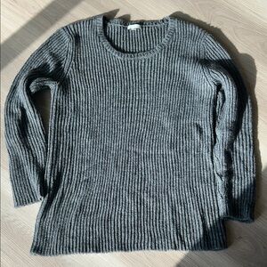 GARNET HILL Wool Blend Sweater XL Gray Pullover Jumper Winter Shaker Rib Knit